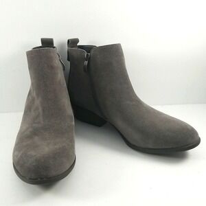Michael‎ by Michael Shannon Womens Gray Suede Ankle Booties Size 9.5 Side Zip